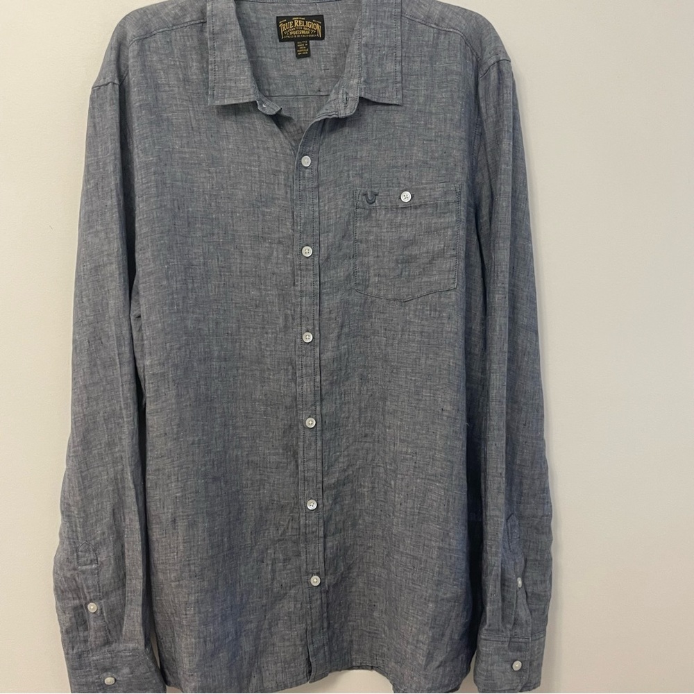 True Religion Denim Blue Casual Dress men’s shirt 2X